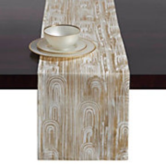 Z Gallerie Digital Foil Table Runner Gold New 14 x 84 Metallic - Picture 1 of 4